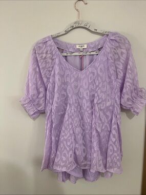 Umgee Lavender Animal-Print V-Neck Tunic